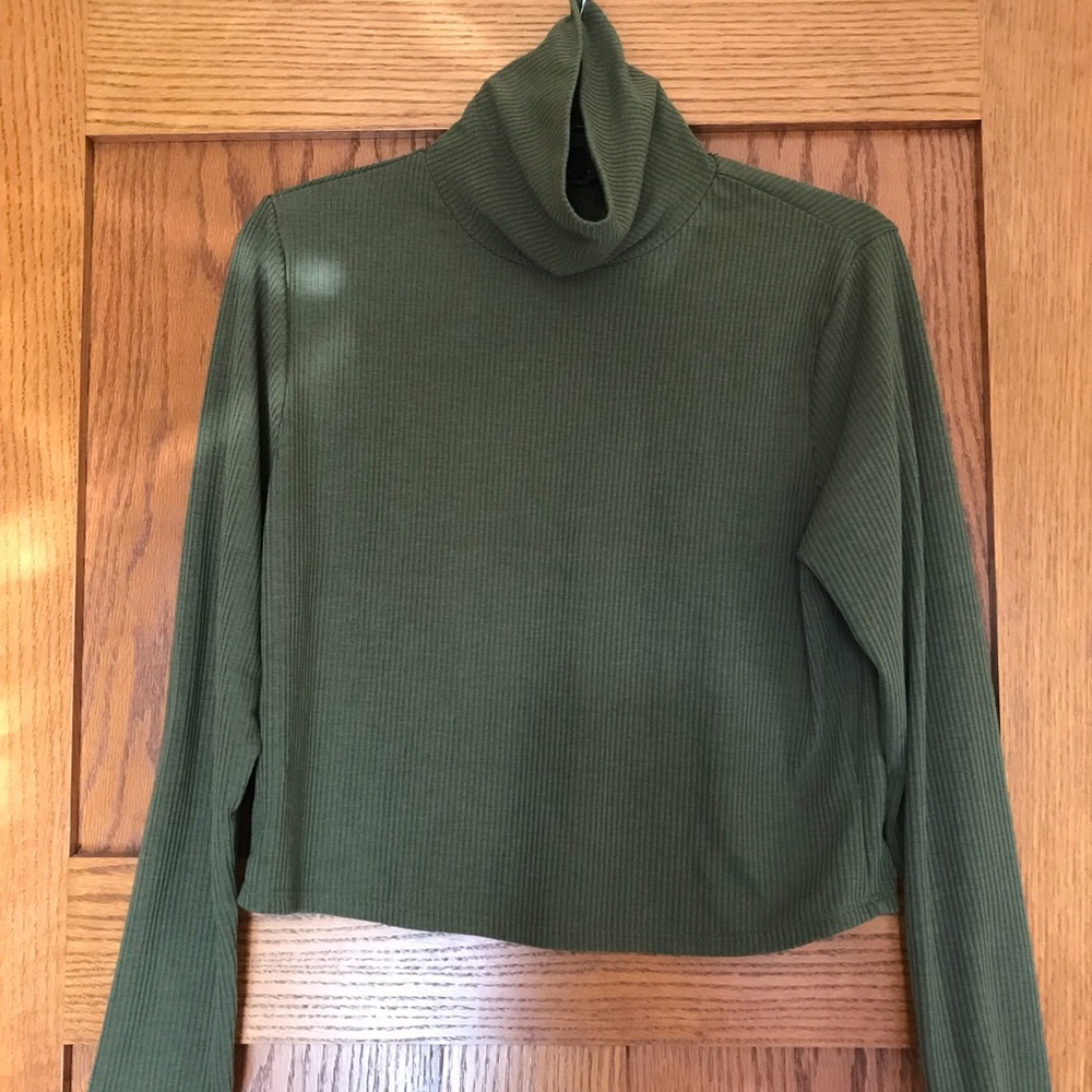 Green cropped turtle neck